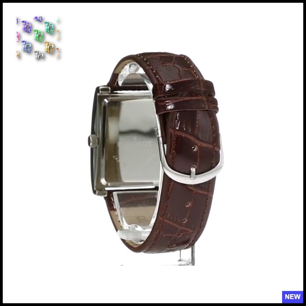 Classic Dress Watch Rectangular Dial Leather Stra… - image 5